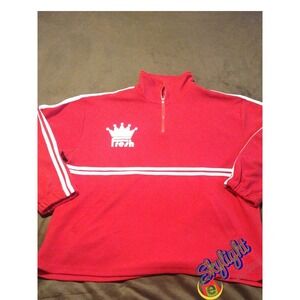 Fresh Men's Red 1/4 Zip Thermal Regular Pullover Jacket Waffle Knit Size 2XL